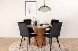 Venture Design Valgomasis stalas, Bianca apvalus, ⌀110 cm, Riešutas/Juoda, Valgomasis kėdė, Windu Lyx, 49x94x43 cm, Juoda