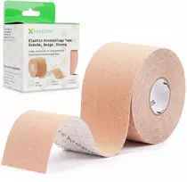 Sporto ir reabilitacijos kinezio juosta (kineziologinis teipas) Habys Strong Elastic 5 cm × 5 m, smėlio