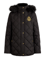 Lauren Ralph Lauren - Crest-Patch Quilted Hooded Down Coat - Paminkštintas paltas - Juoda