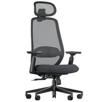 Ergonominė biuro kėdė su 3D galvos atrama ir juosmens atrama – reguliuojama darbo kėdė juoda