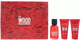 Dsquared2 rinkinys Dsquared 2: Raudona Wood tualetinis vanduo moterims, 50 ml + Raudona Wood dušo želė ir šampūnas 2-in-1, 50 ml + Raudona Wood kūno losjonas, 50 ml