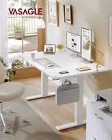 Songmics Reguliuojamo aukščio rašomasis stalas, matinė balta spalva, 120 x 80 cm, USB-C