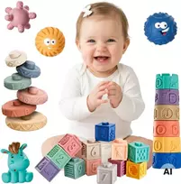 Woopie Baby sensorinės kaladėlės 27 vnt minkštos