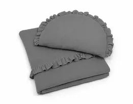 Kūdikių patalynės komplektas My Sweet Baby MUSLIN su raukiniais - antracitas