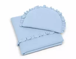 Kūdikių patalynės komplektas My Sweet Baby MUSLIN su raukiniais - mėlynas