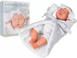 Kūdikių lėlė pilka antklode