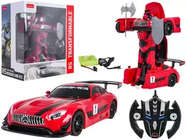 Nuotoliniu būdu valdomas 1:14 Mercedes-AMG GT3 raudonas automobilis-robotas 2in1