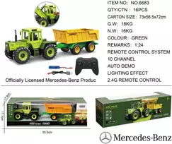 Nuotoliniu būdu valdomas traktorius Mercedes Benz 1:24 su geltona priekaba