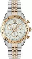 Vyriškas Versace Chrono Master laikrodis 44 mm sidabro ir rožinio aukso spalvos