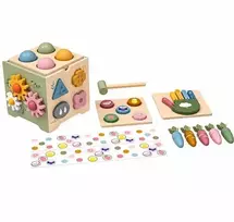 Baby Mix Medinis Montessori veiklos centras kūdikiams pastelinių spalvų