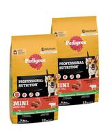 PEDIGREE Professional Nutrition Adult Mini su jautiena ir daržovėmis 2 × 12 kg – sausas ėdalas suaugusiems mažų veislių šunims