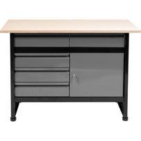 Vorel Darbo stalas 58455, 1160x600x840mm, 1160x600x20mm, 0.8-1mm, 5 stalčių, 15kg, 2 raktai, rutuliniai guoliai