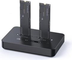Gembird Desktop dual drive USB Type-C M.2 NVME (and SATA) SSD docking station, Black | DD2-U3M2 DD2-U3M2 | 8716309135573