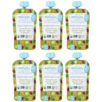 BabyLife Organics, Kūdikių maistas, 6+ mėnesių, saldžiųjų bulvių, moliūgų, obuolių ir špinatų, 6 pakeliai po 99 g