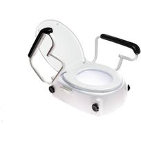 Antar tualeto sėdynės pakėlėjas su dangčiu ir porankiais AT51204 LITAN1NPS0005, 570 mm, 460 mm, 150 kg, 6-14 cm, 3 padėtys, baltas