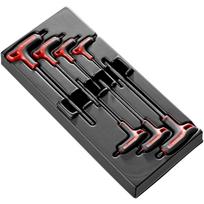 Facom atsuktuvų rinkinys MOD.89TXA, Torx, 7 vnt., T formos rankena, rutulinė galvutė, kasetė