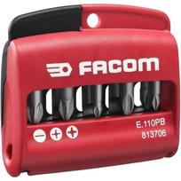 Facom atsuktuvų antgalių rinkinys E.110, 1/4", 10 vnt., 25 mm, mišrus profilis, su laikikliu, plastikinis dėklas