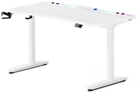 Diablo X-Forge 1400 White RGB elektra reguliuojamas žaidimų stalas | 1400 x 700 mm