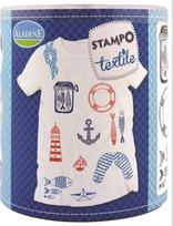 Antspaudų rinkinys Aladine Stampo Textile 13vnt. Navy + pagalvėlė antspaudams juoda