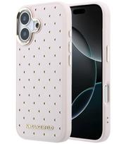 Rožinis dėklas Apple iPhone 17 telefonui "Karl Lagerfeld PU Perforated Gold Dots MagSafe Case"