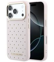 Rožinis dėklas Apple iPhone 17 Pro telefonui "Karl Lagerfeld PU Perforated Gold Dots MagSafe Case"