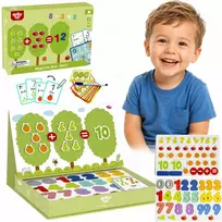 Tooky Toys Paėmęs žaislinis medinis magnetinis žaidimas Montessori galvosūkis vaikams, mokantis suskaičiuoti vaisius 81 el.
