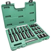 1/2" Prailgintų ir trumpų smūginių galvučių rinkinys (10-24mm)(26vnt) (plonasienės)