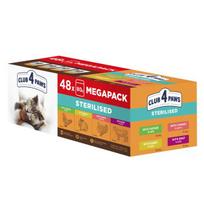 Club 4 Paws Premium rinkinys sterilizuotoms katėms su vištiena, triušiena, kalakutiena, jautiena, 48 x 80 g