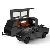 Metalinis modelis Tesla Cybertruck 1:32 su kemperiu, garso efektais, šviesos efektais ir led apšvietimu