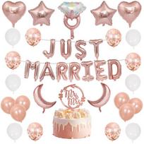 Vestuvinių dekoracijų rinkinys Just Married balionai ir girlianda Yootiko 41 vnt. Rausvas auksas