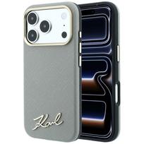 Karl Lagerfeld Saffiano Small Script Metal Logo MagSafe Case for iPhone 17 Pro Max / 18 Pro Max