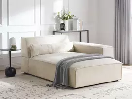 Sofa Beliani Kairės pusės šezlongas HELLNAR, veliūras, šviesiai smėlio spalvos