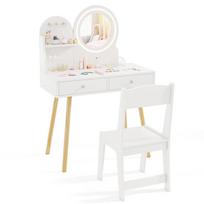 Vaikų princesės makiažo staliukas ir kėdės komplektas, 70×34×102 cmcolių, Balta