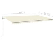 vidaXL Automatinė markizė su LED/vėjo jutikliu, kreminė, 600x300cm