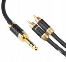 Kabelis 6,3 mm stereo Jack - 2x Rca Klotz 8m