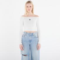 adidas Essentials Rib Off Shoulder Long-Sleeve Top T-Shirt White - Dydis XL (KE3153 Marškinėliai)
