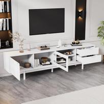 TV spintelė 200x40x50,5 cm, 2 durys, 2 stalčiai, balta