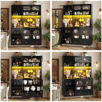 Aukštas spintas su LED, USB, lizdais, MDF, 120x40x176cm, 1vnt