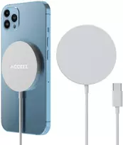 Accezz belaidis įkroviklis USB-C – Belaidis MagSafe ir Qi2 įkroviklis – 1 metras – Baltas