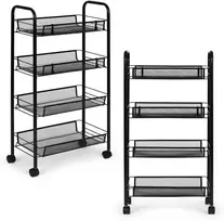 Metalinis mobilus juodas organizatorius su 4 lentynomis ModernHome
