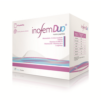 INOFEM DUO, mio-inozitolio, D-chiro-inozitolio, foliatų ir vitaminų kompleksas moterims, 60 pakelių