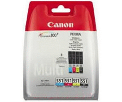 Canon CLI-551 kasečių rinkinys (6509B009), juoda, žydra, purpurinė, geltona kasetė