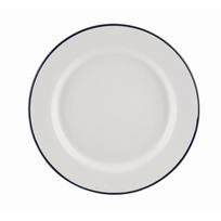 Lėkštė emaliuota GENWARE 24 cm Balta su mėlynu kraštu
