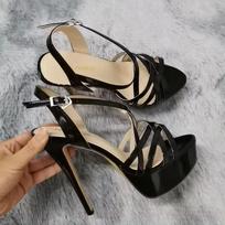 NAUJOS moteriškos basutės 14 cm Seksualios platformos aukštakulniai sandalai su dirželiais kulkšnies sandalai atviru pirštu Gladiator vakarėlio suknelė moteriški batai didelio dydžio 43 44 38 gray
