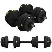 Hantelių komplektas treniruotėms, 2-in-1, 25 kg, juodas ir žalias
