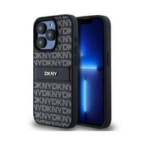 „iPhone 15 Pro dėklas - DKNY - Mono Stripe - Juodas Oda - Patvari Apsauga - Elegantiškas Dizainas“