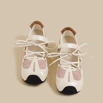 Mary Jane shoes rebellious ballet breathable Velcro Mary Jane women's spring new versatile single shoes 40 beige
