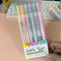 Dual-Tip Highlighter Set for Students, Pastel Shades, 6-Pack, Candy Color Pencils Included gray