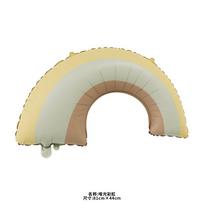 Cute Matte Balloon Rainbow Police Car Airplane Bear Birthday Balloon Party Party Scene Decoration Aluminum Film Balloon as show beige