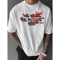European sizes American Adult Street Fashion Crew Neck Letter Print Short Sleeve T-Shirt, Slight Stretch, Regular Fit, Casual, Print Design 4XL balta